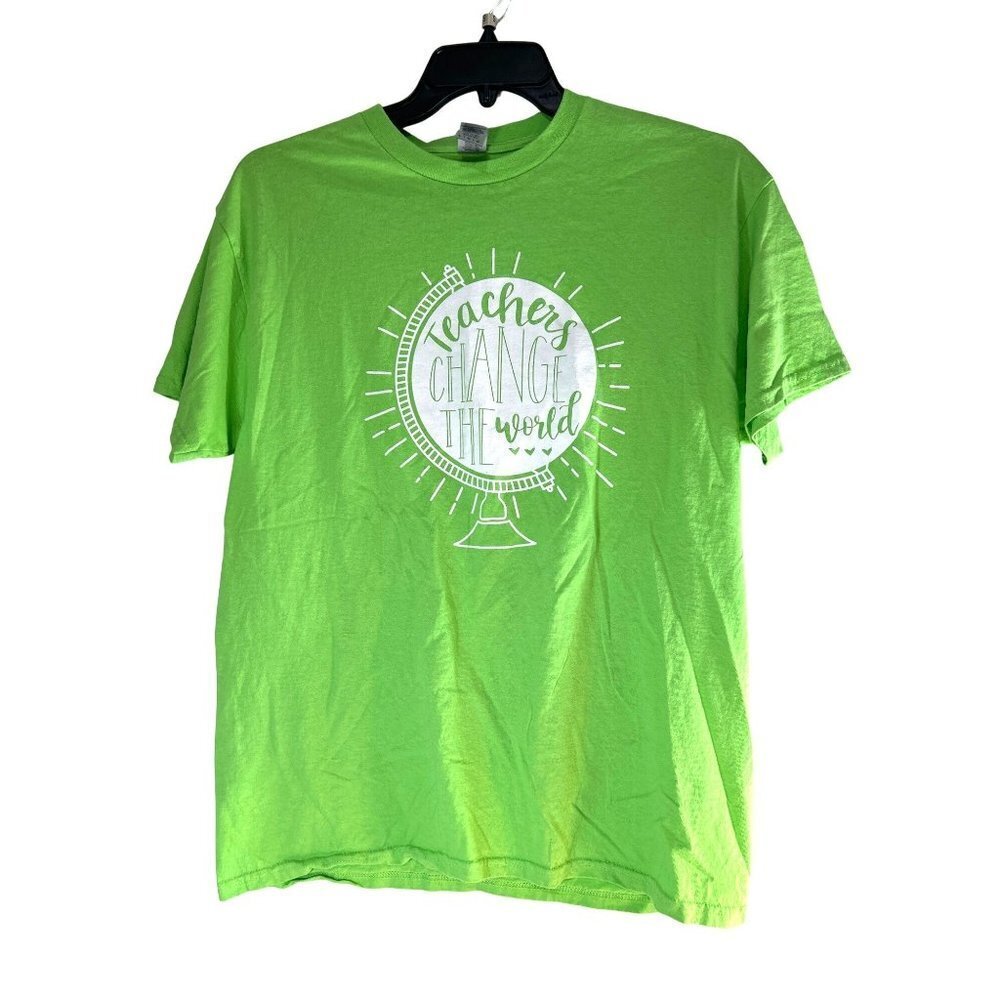 Gildan Womens Short Sleeve Graphic T-Shirt Green Size L